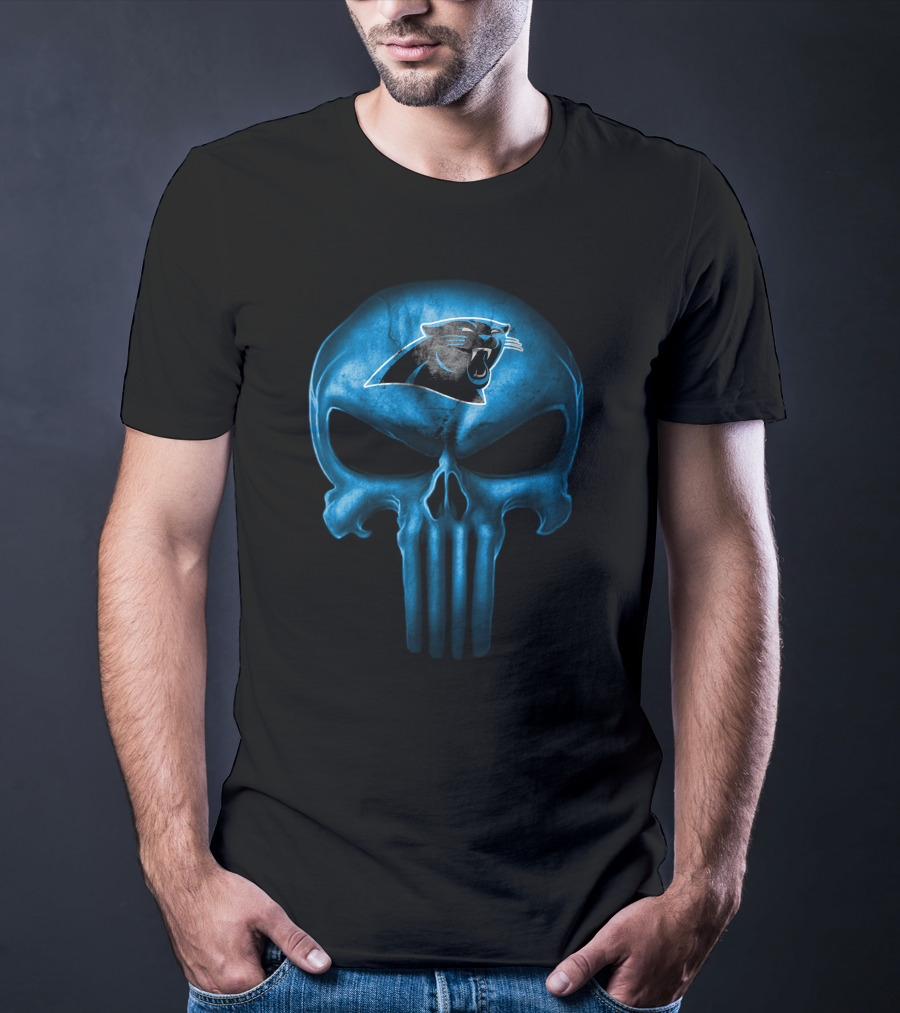 Carolina Panthers Skull Punisher Logo T-Shirt