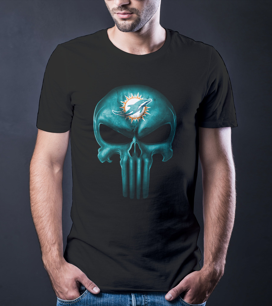 Miami Dolphins Punisher Skull Icon T-Shirt