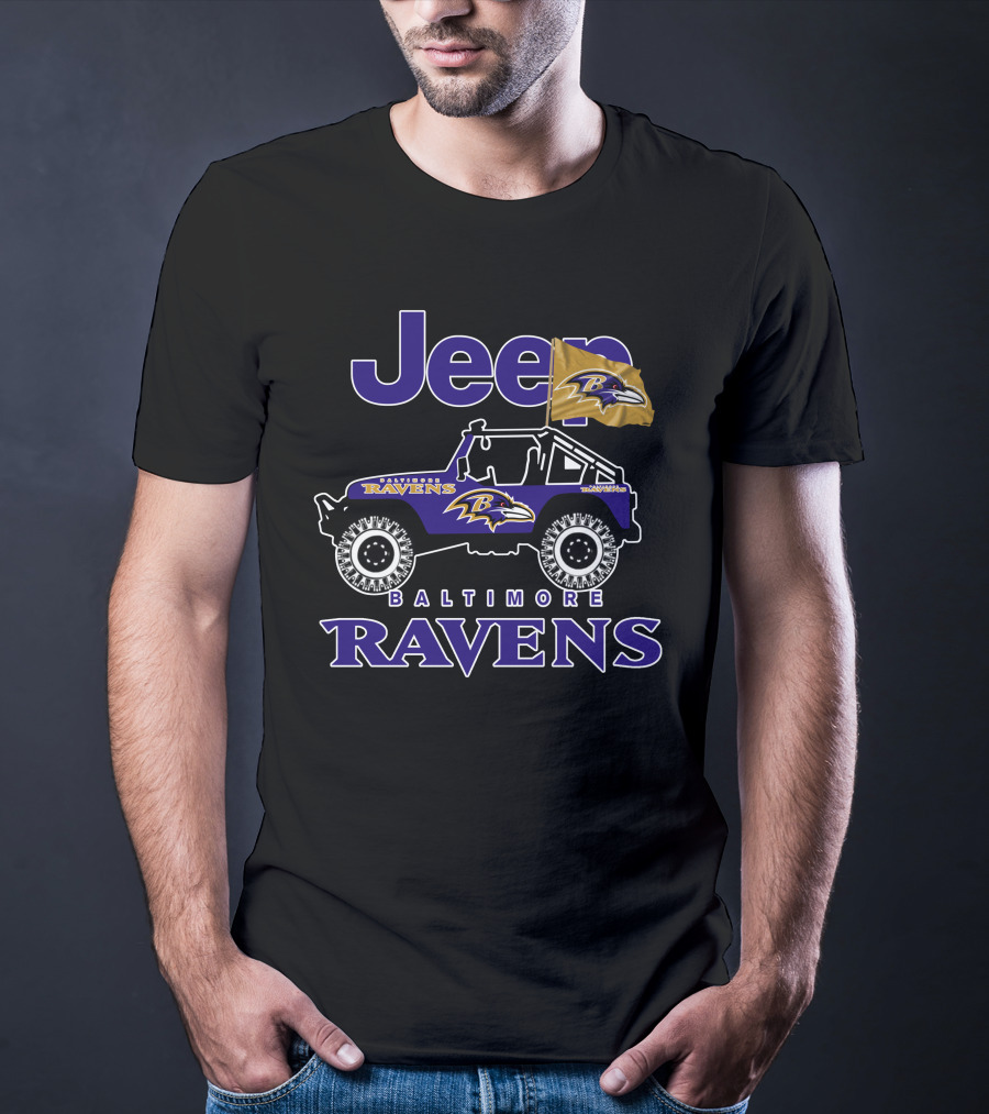 Jeep Baltimore Ravens Flag Logo Iconic Team Representation T-Shirt