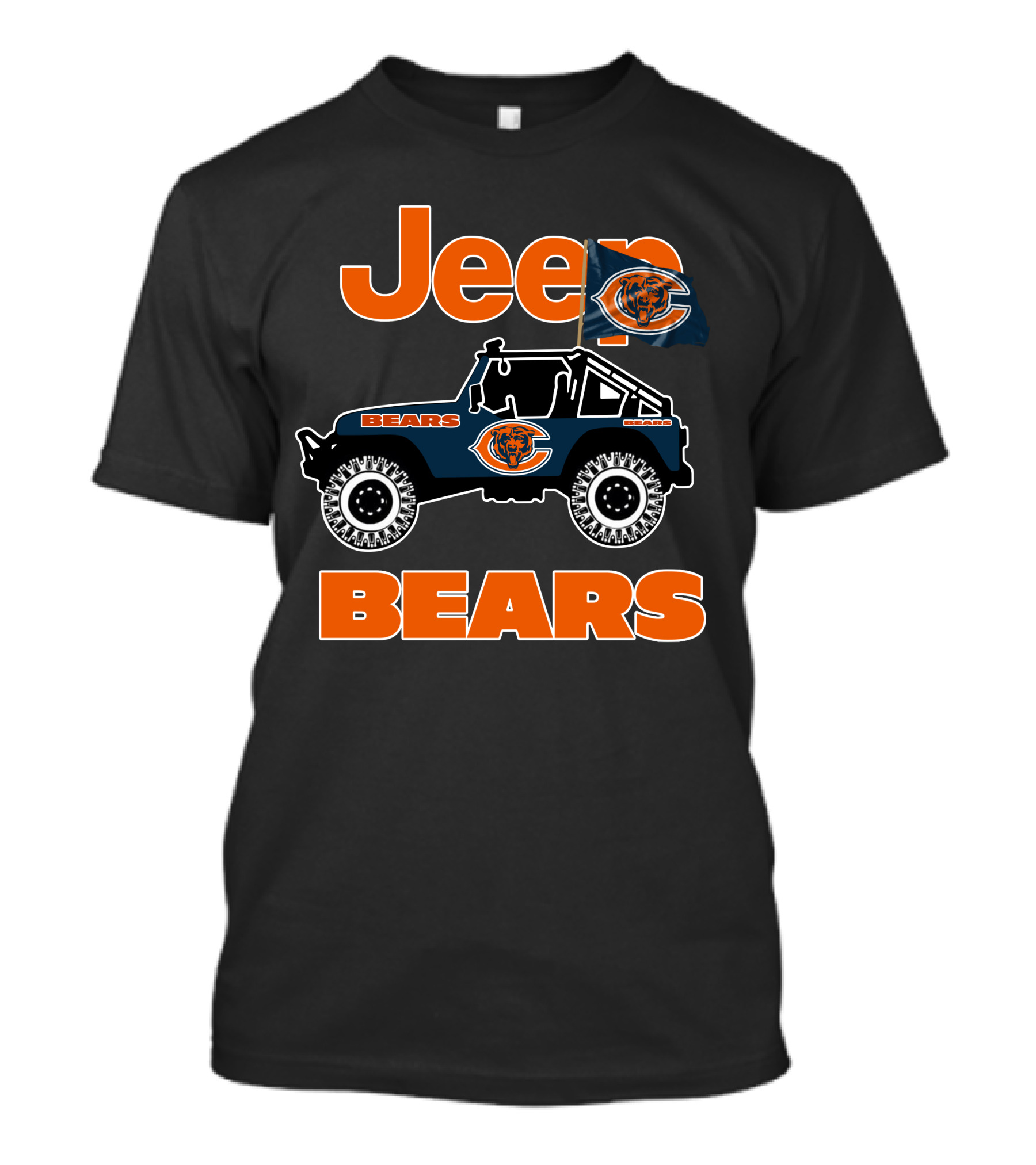 Jeep Bears Chicago Bears Logo Flag Rugged Off-Road Style T-Shirt