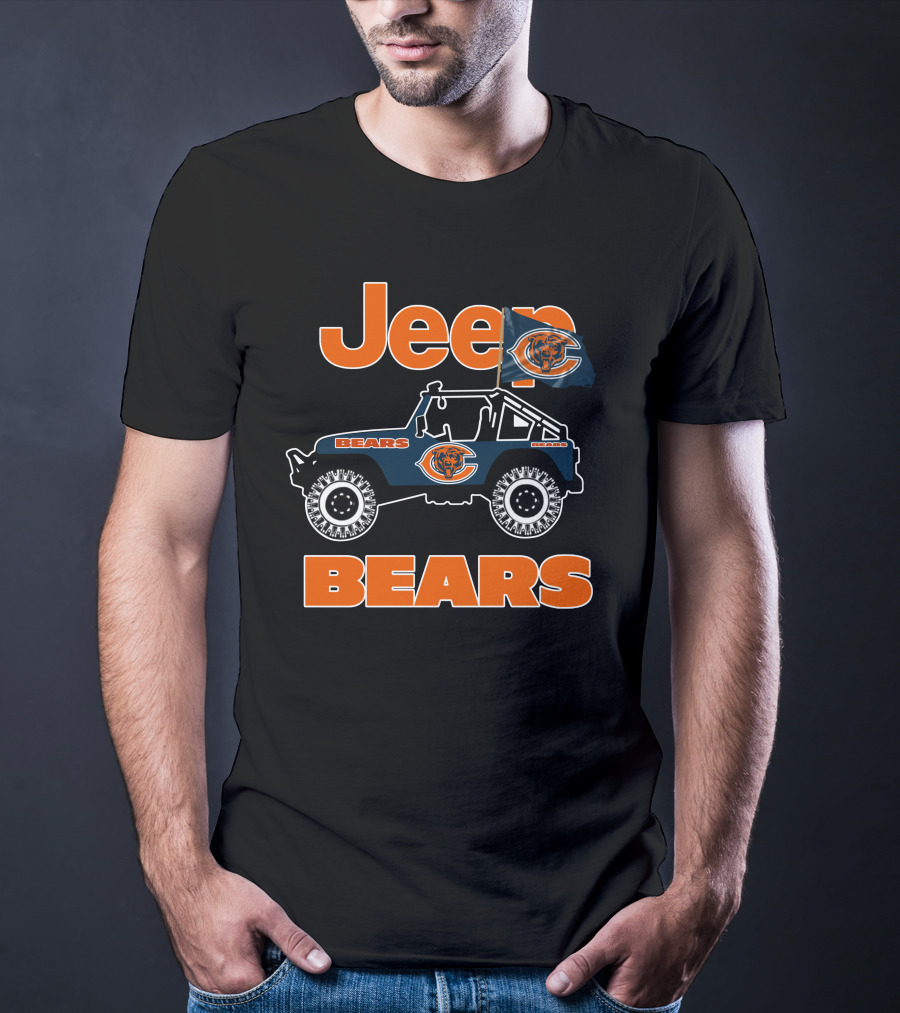 Jeep Bears Chicago Bears Logo Flag Rugged Off-Road Style T-Shirt
