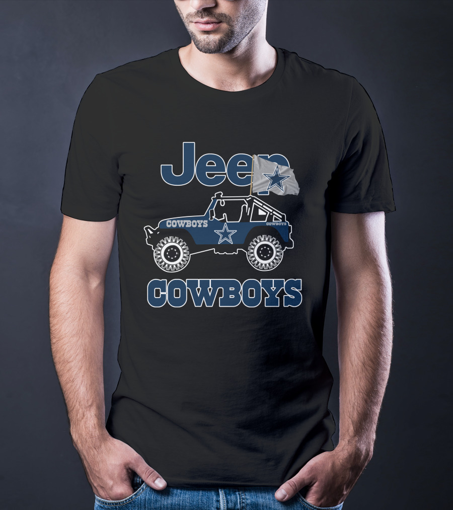 Jeep Cowboys Star Flag Dallas Cowboys Jeep T-Shirt