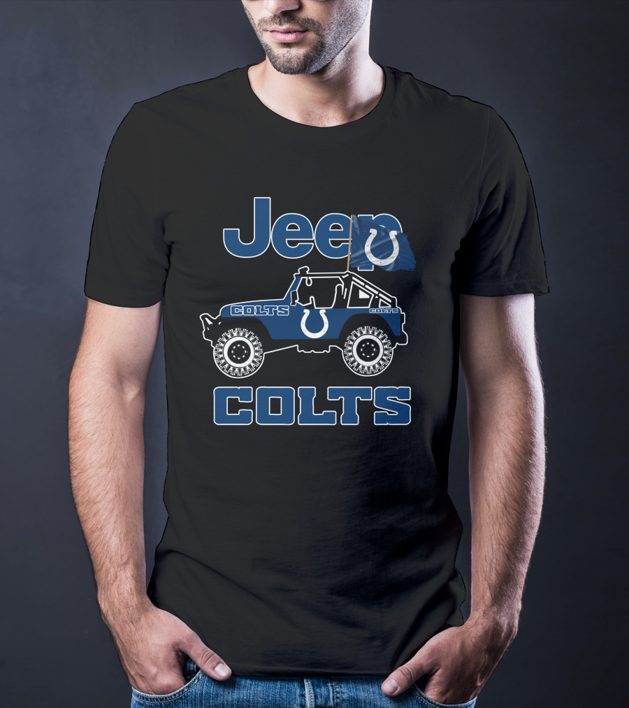 Jeep Indianapolis Colts Jeep Wrangler Logo Flag Colts Rugged Off-Road 4X4 T-Shirt