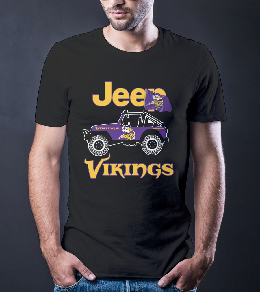 Jeep Minnesota Vikings Flag Vehicle T-Shirt