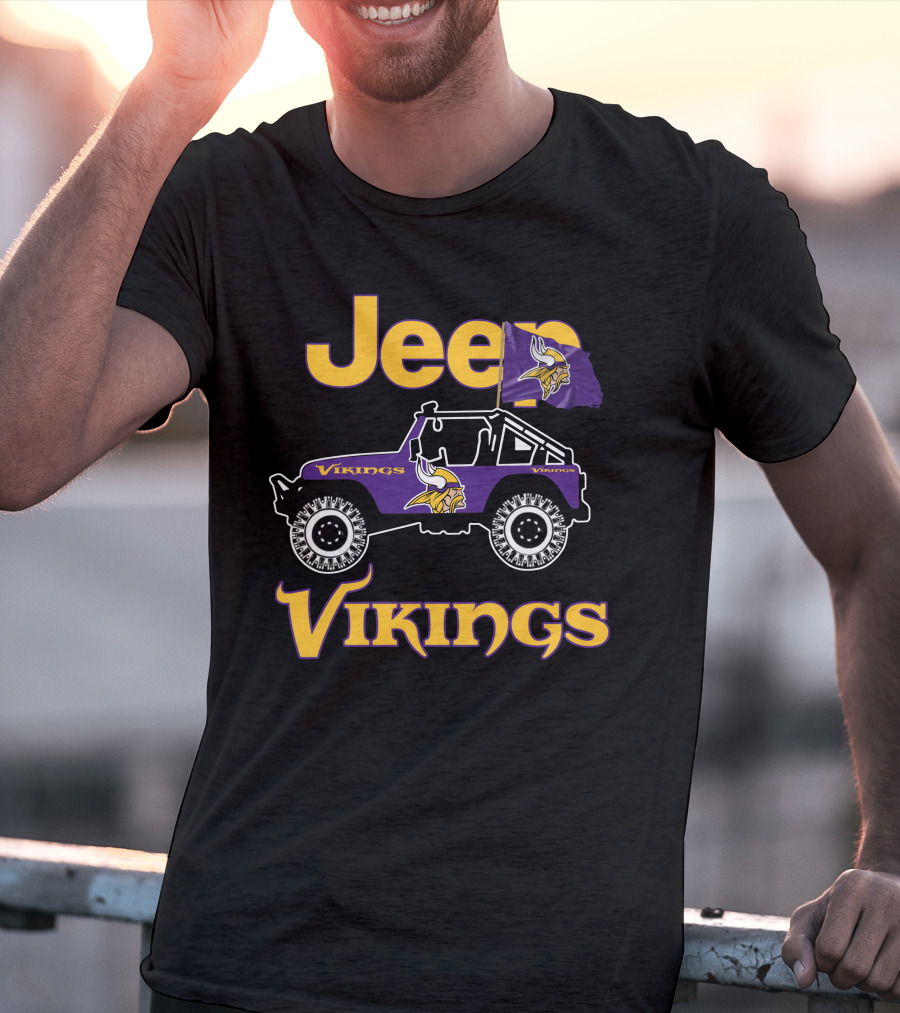 Jeep Minnesota Vikings Flag Vehicle T-Shirt