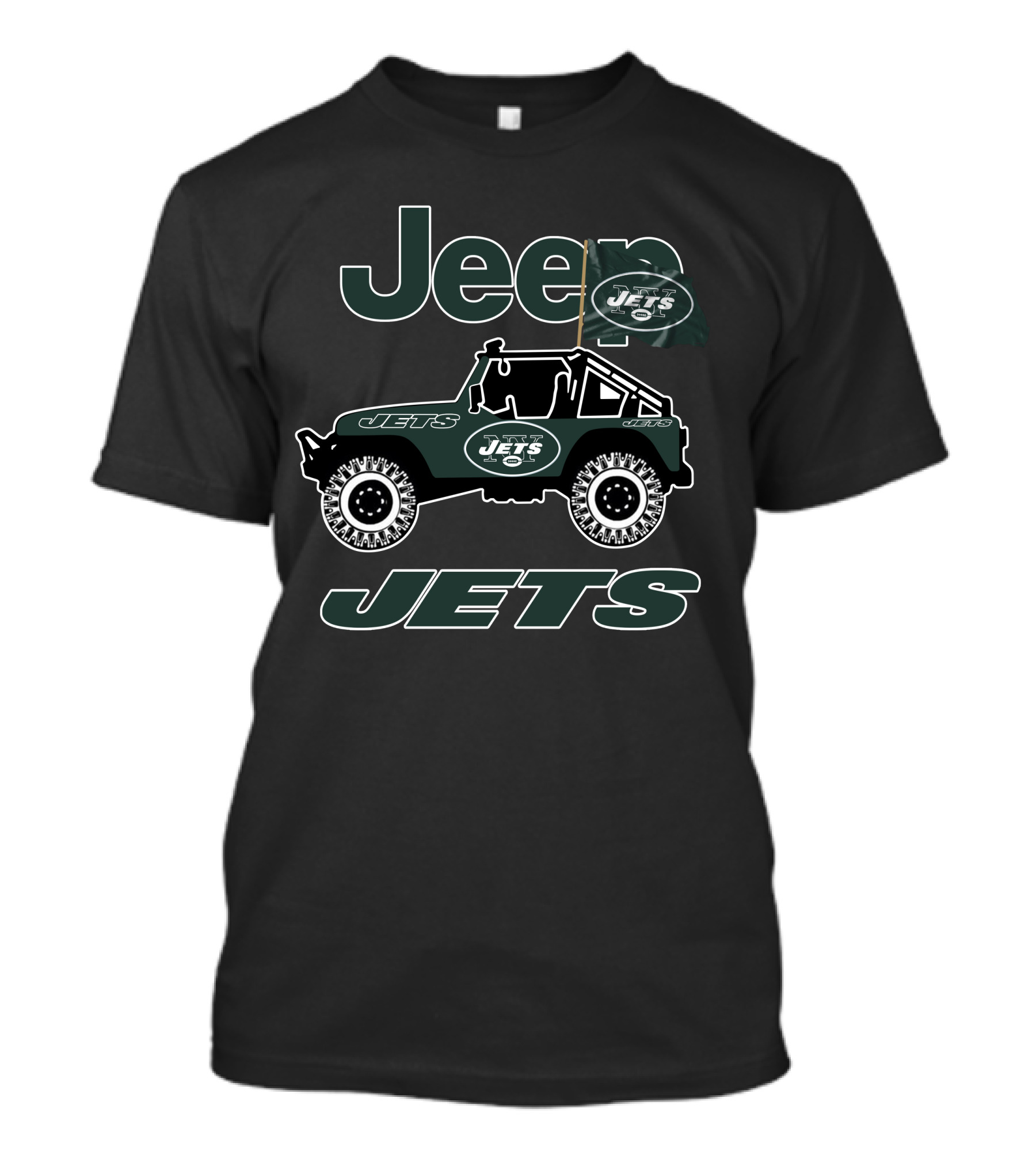 Jeep New York Jets Logo Flag Off-Road Vehicle T-Shirt