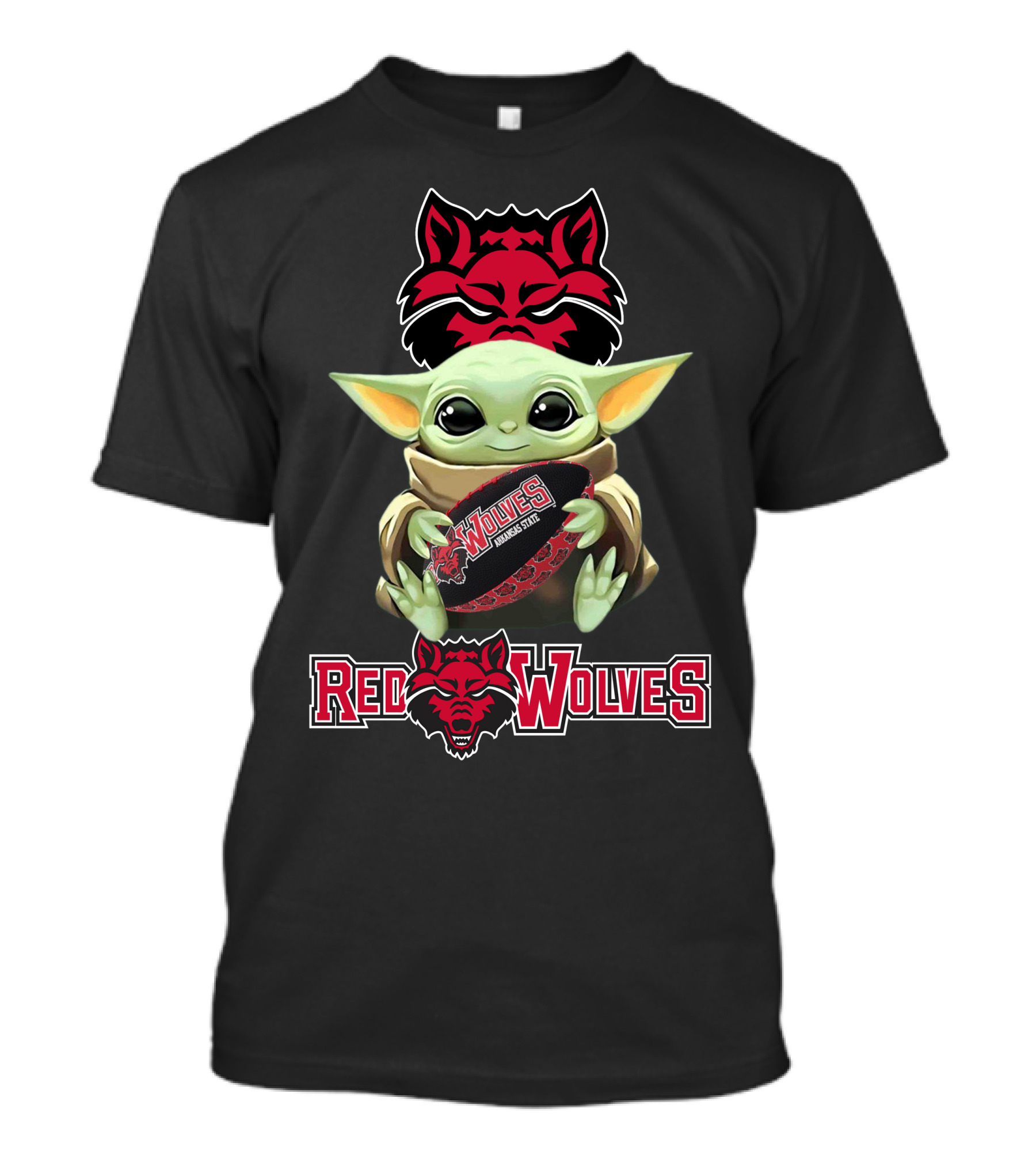 Arkansas State Red Wolves Baby Yoda Star Wars Football T-Shirt