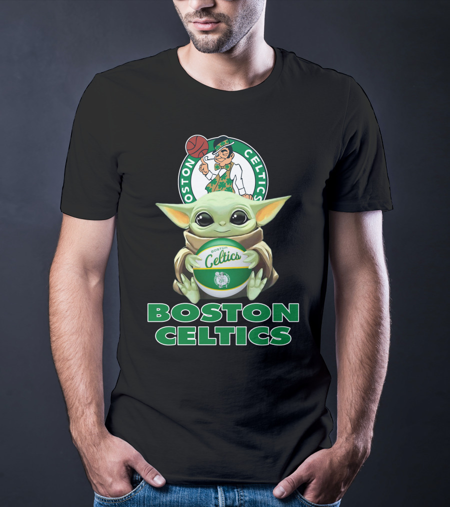 Boston Celtics Baby Yoda Holding Basketball And Team T-Shirt