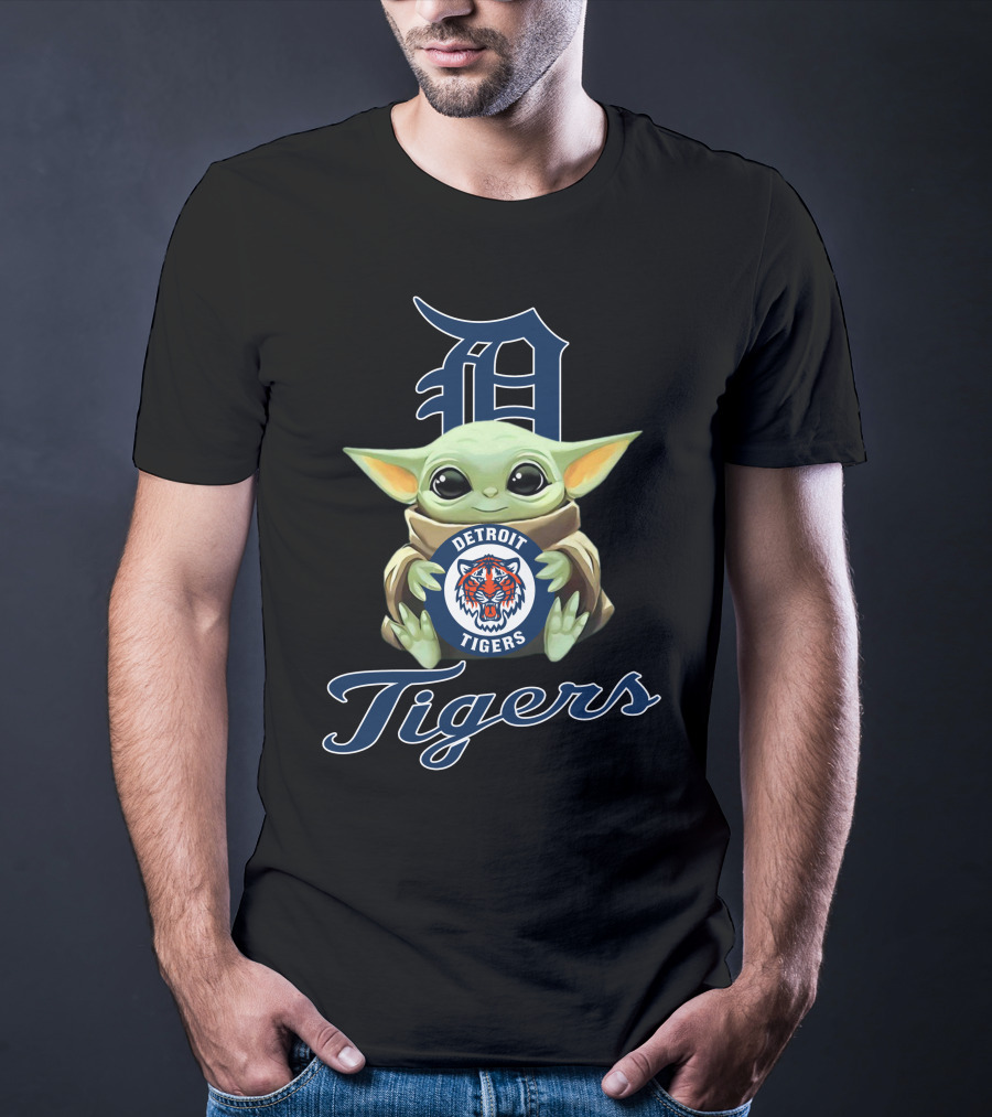 Detroit Tigers Baby Yoda Holding Team T-Shirt