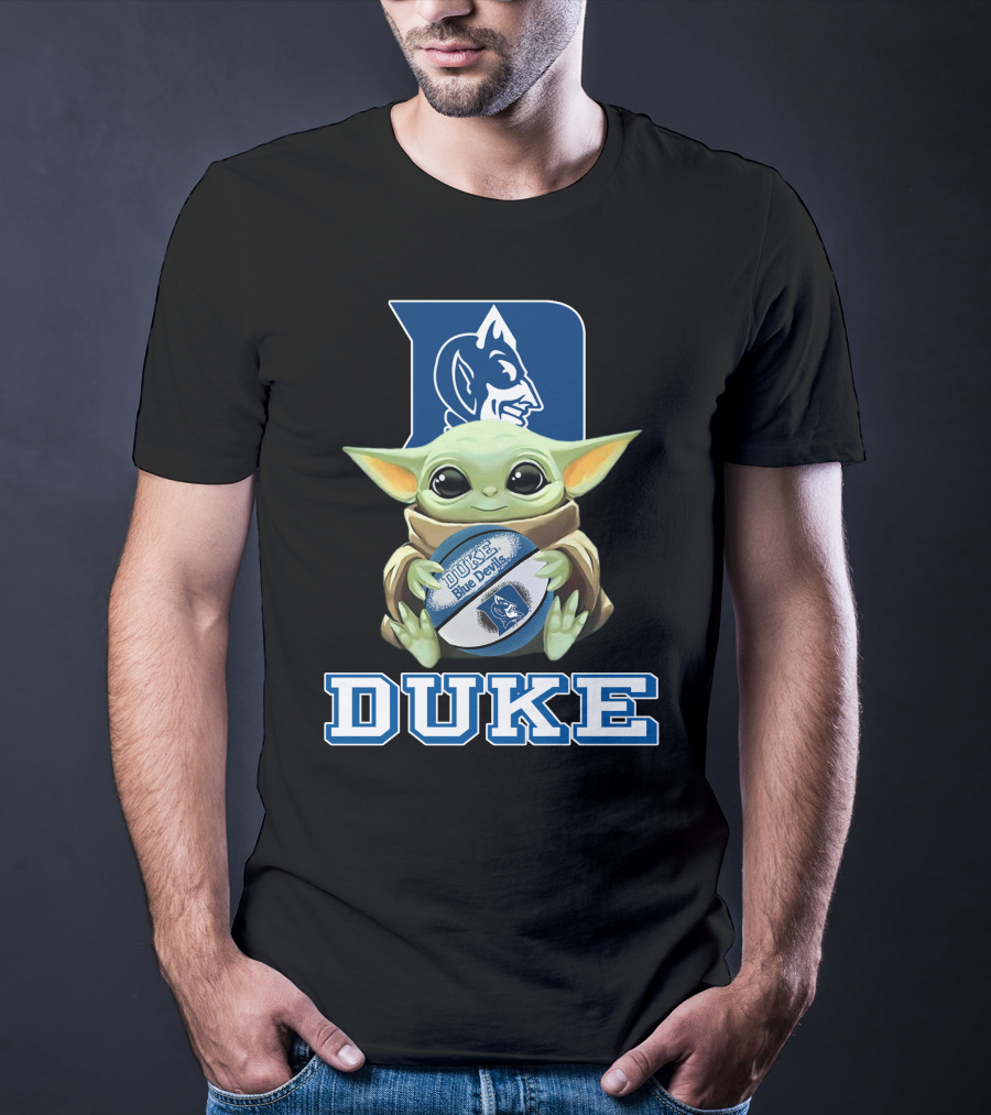 Duke Blue Devils Baby Yoda Holding Basketball T-Shirt