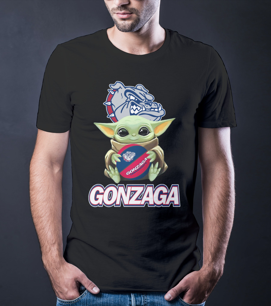 Gonzaga Bulldogs Baby Yoda Holding Basketball T-Shirt