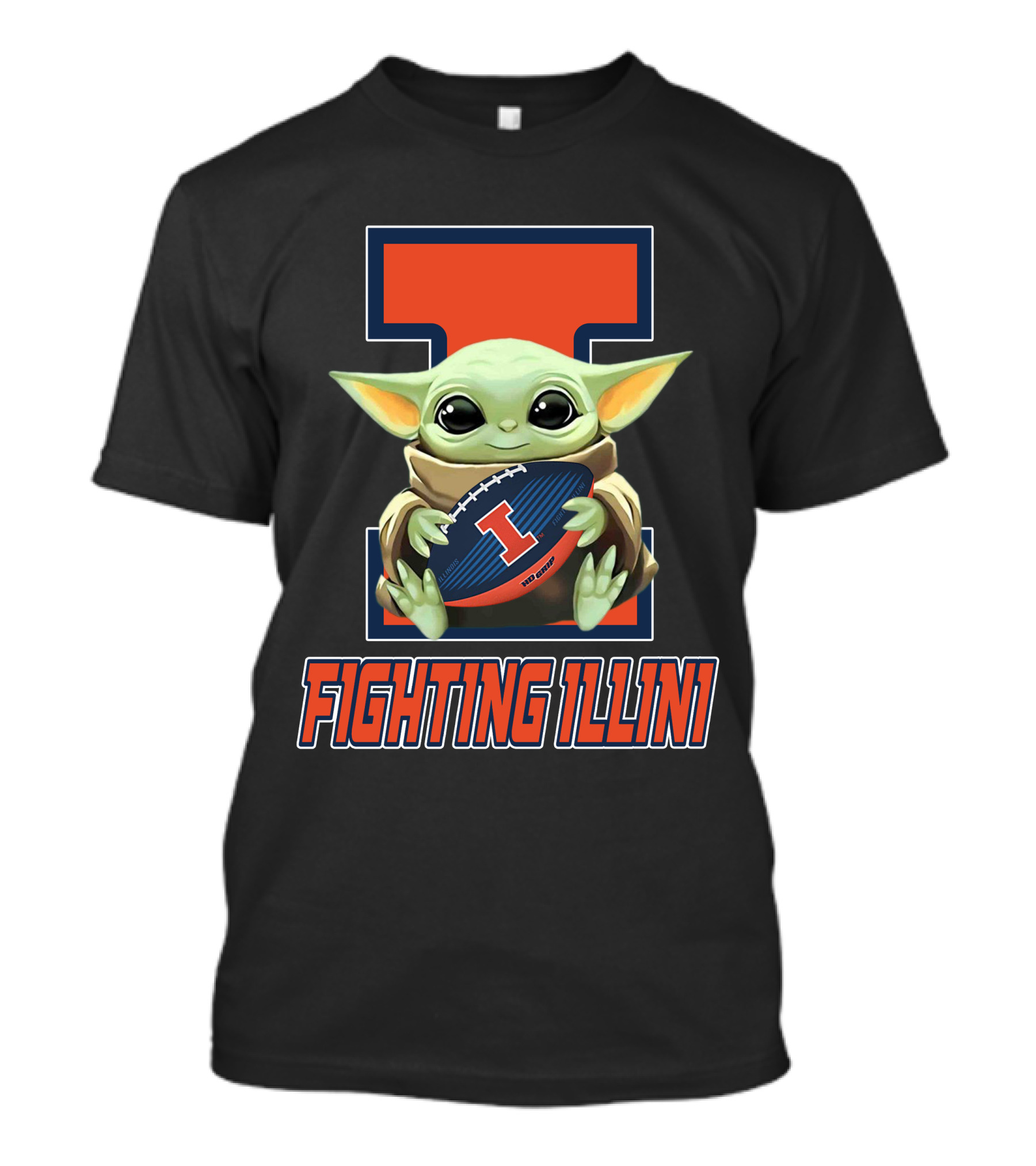 Illinois Fighting Illini Baby Yoda Football T-Shirt