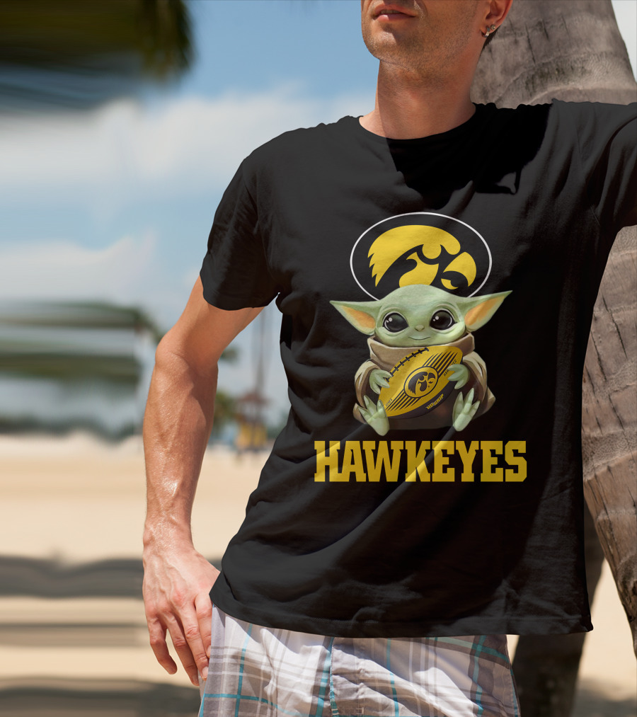 Iowa Hawkeyes Baby Yoda Football T-Shirt
