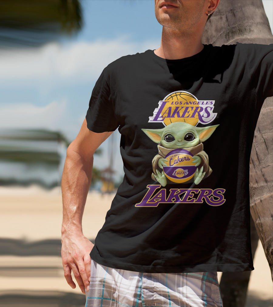 Los Angeles Lakers Baby Yoda Basketball Fan T-Shirt