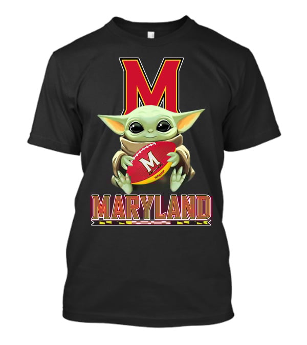 Maryland Terrapins Baby Yoda Football Fan T-Shirt