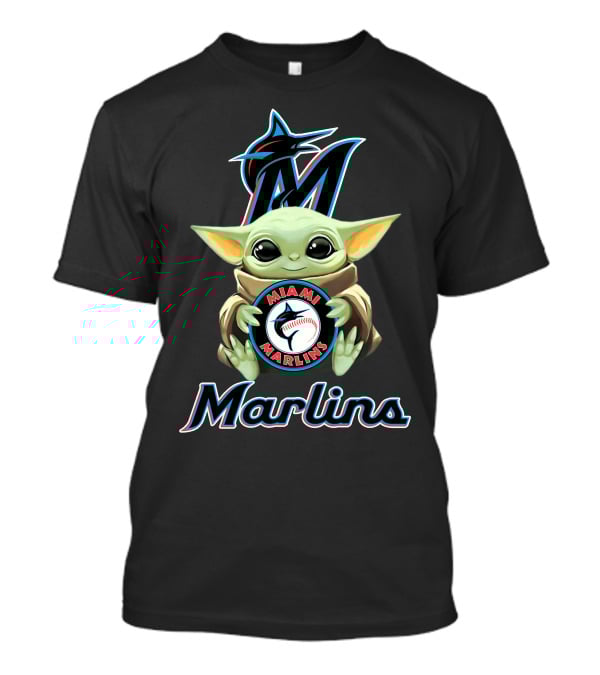 Miami Marlins Baby Yoda Holding Logo With Baseball And Team T-Shirt