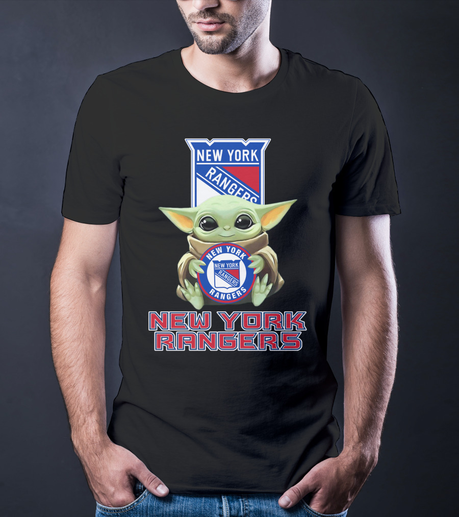 New York Rangers Baby Yoda Holding Team T-Shirt