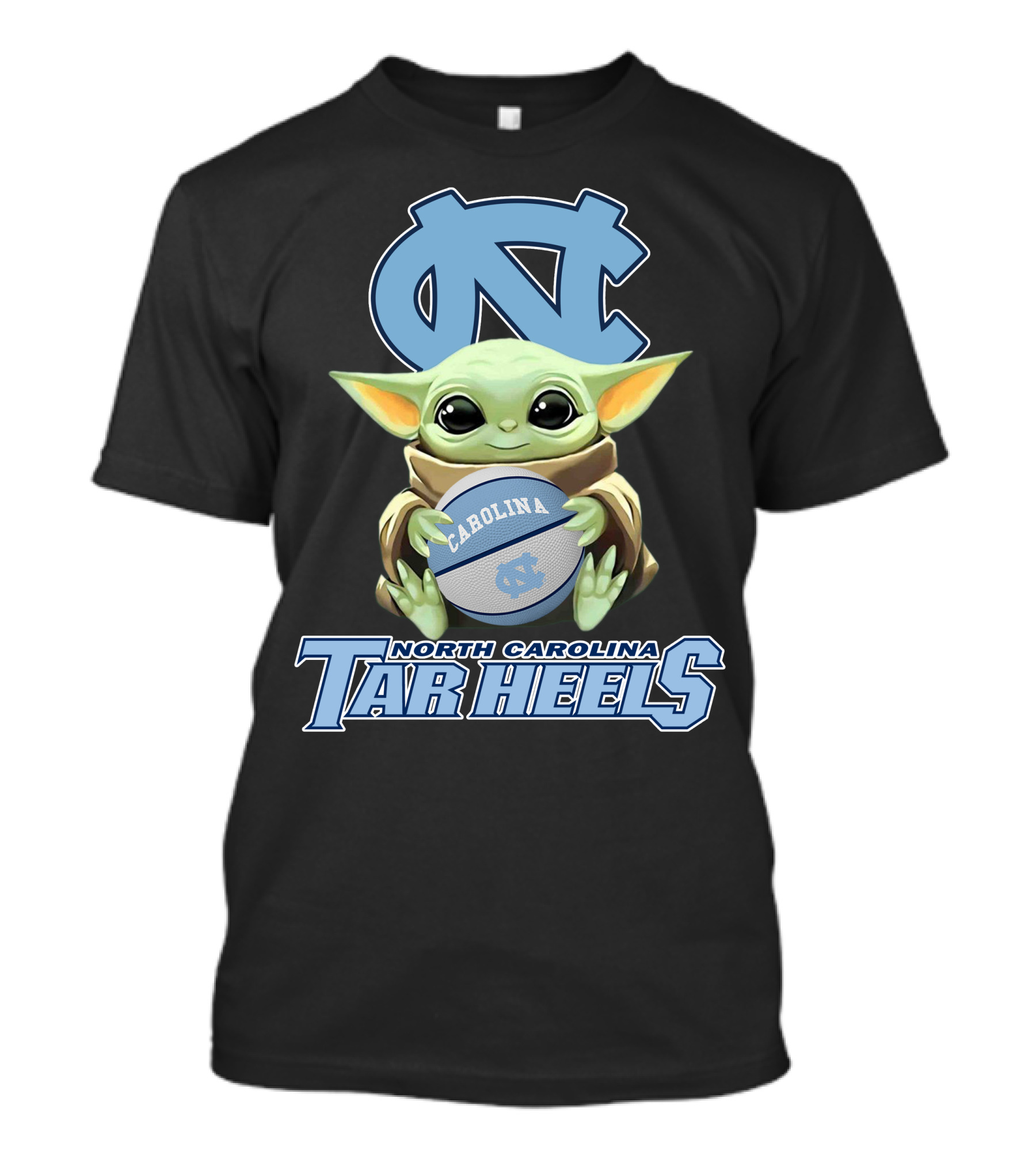 North Carolina Tar Heels Baby Yoda Carolina Basketball T-Shirt