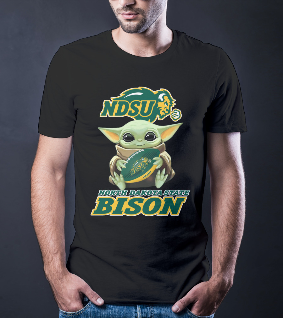 Ndsu North Dakota State Bison Baby Yoda Football T-Shirt