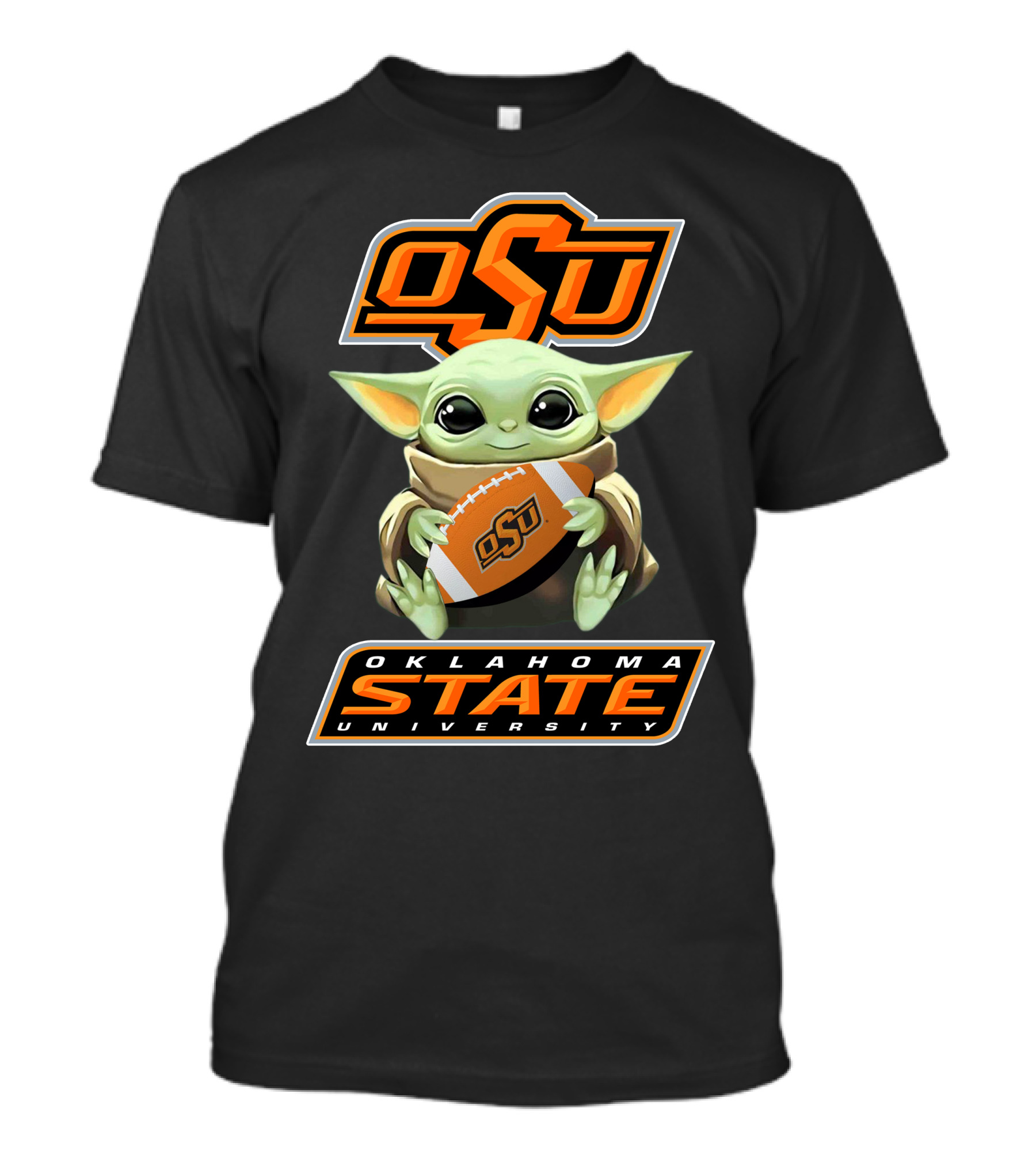 Osu Oklahoma State University Baby Yoda Football T-Shirt
