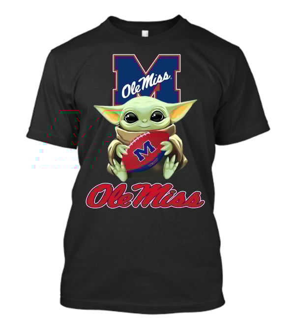 Ole Miss Rebels Baby Yoda Holding Football Official T-Shirt