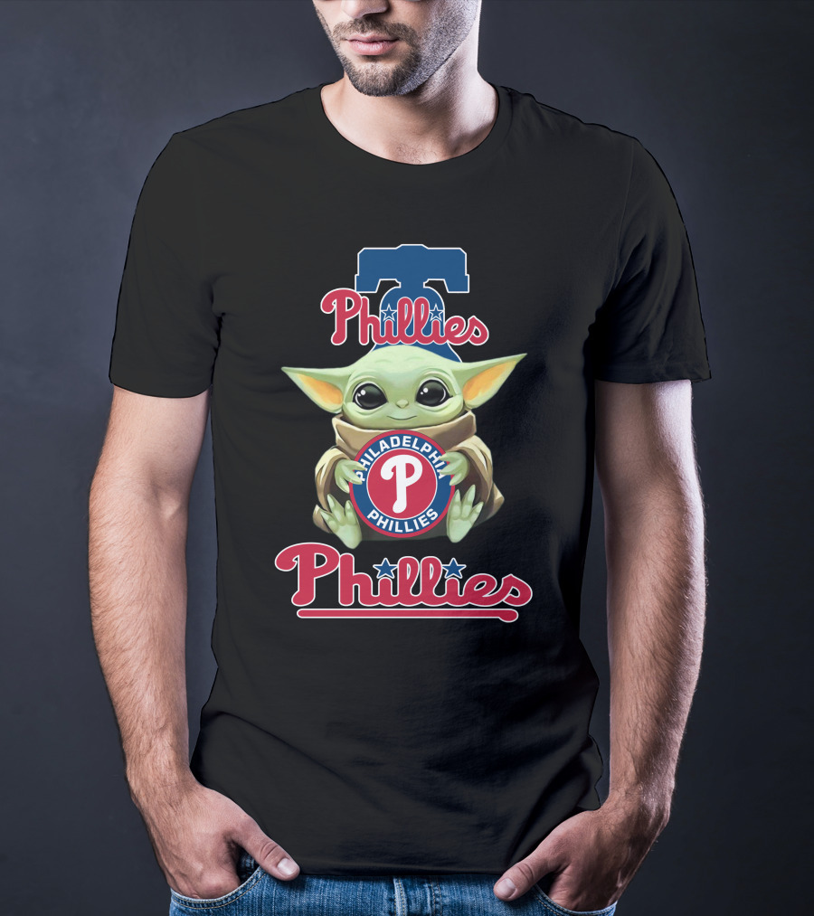 Philadelphia Phillies Baby Yoda Holding Phillies T-Shirt