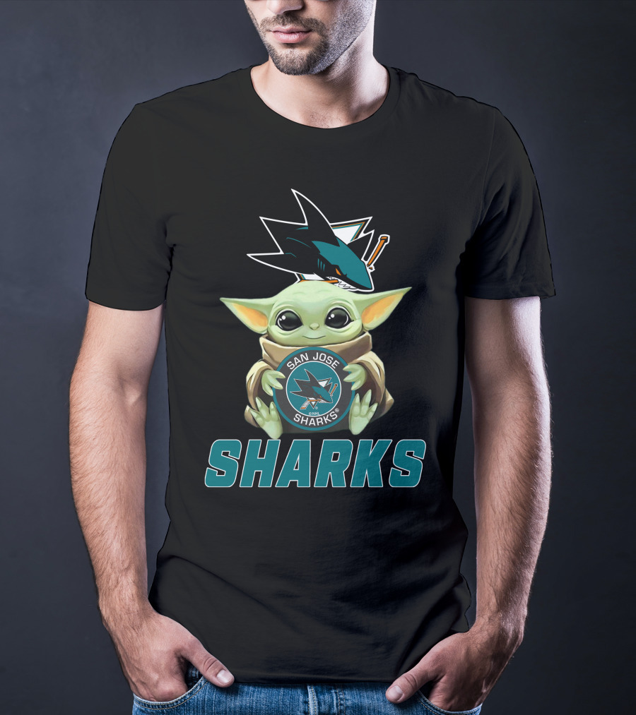 San Jose Sharks Baby Yoda Holding T-Shirt