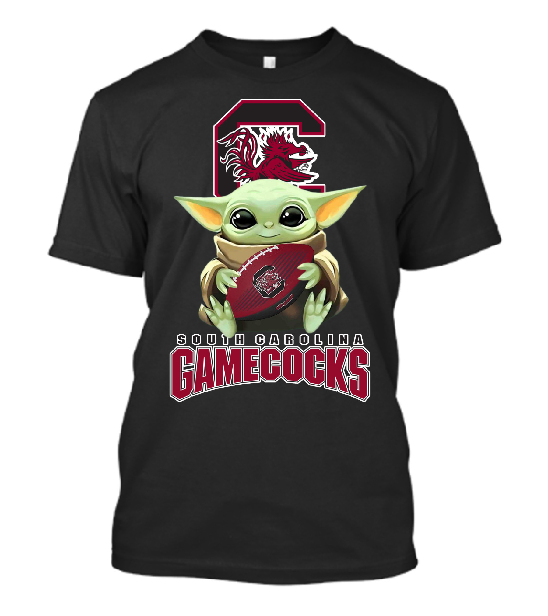 South Carolina Gamecocks Baby Yoda Holding Football T-Shirt