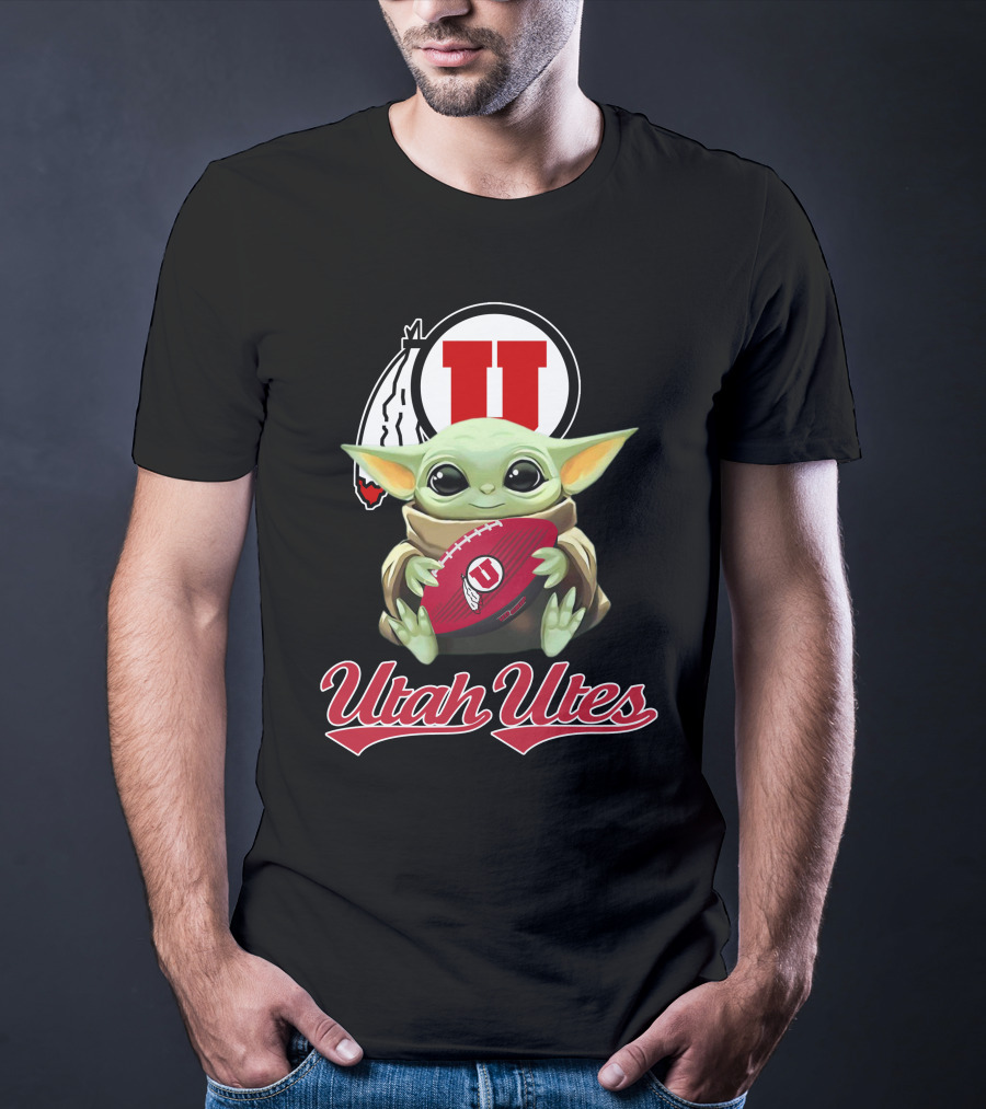 Utah Utes Baby Yoda Football Fan T-Shirt