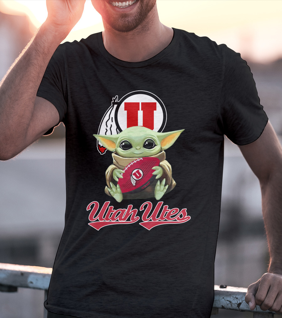 Utah Utes Baby Yoda Football Fan T-Shirt
