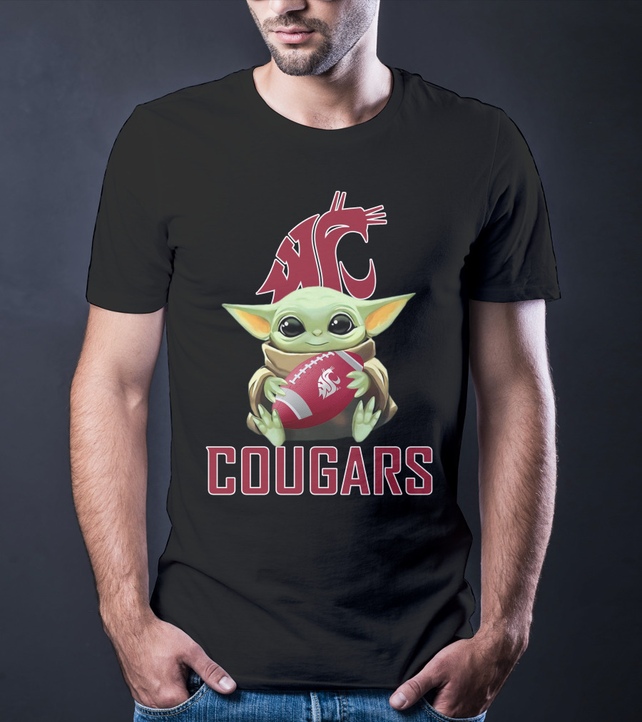 Washington State Cougars Baby Yoda Football T-Shirt