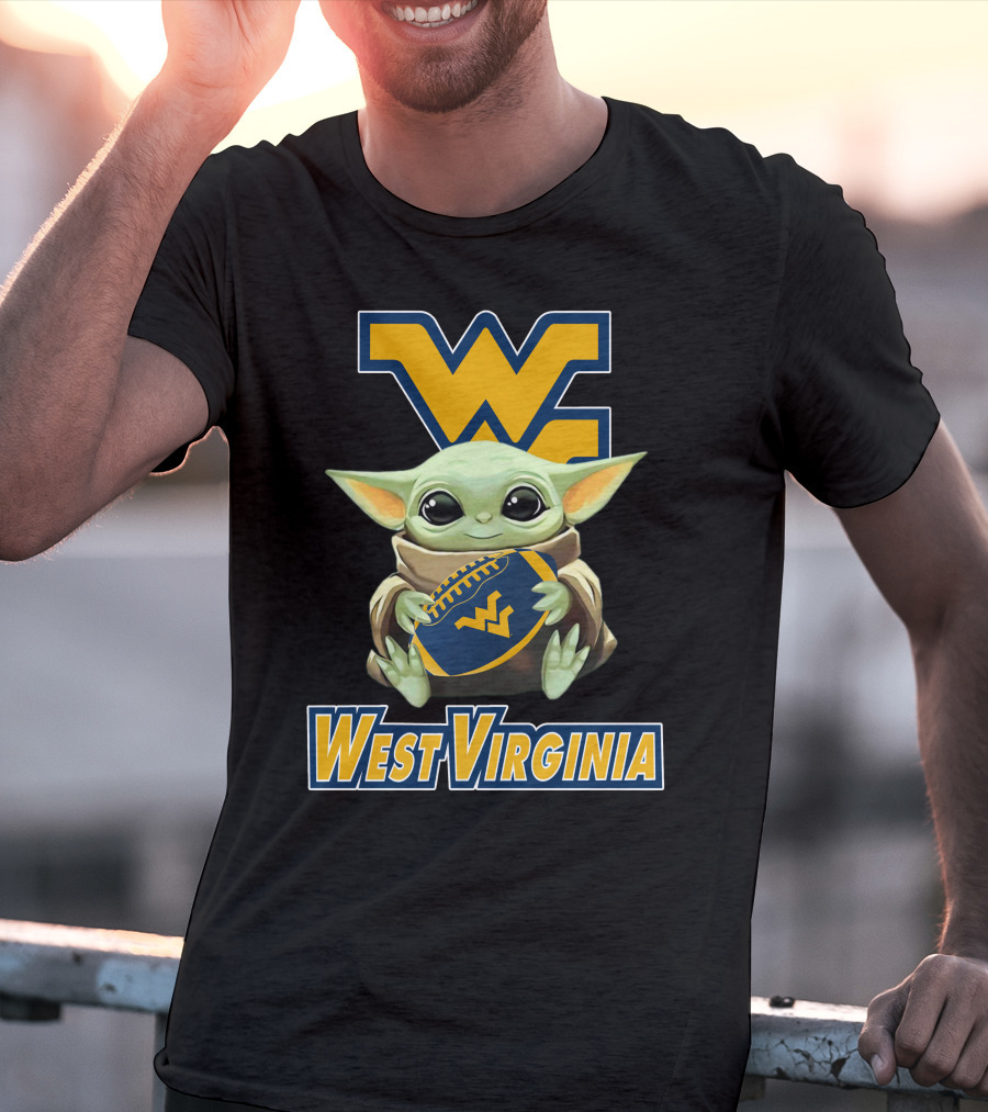 West Virginia Mountaineers Baby Yoda Football T-Shirt
