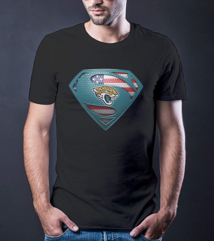 Jacksonville Jaguars Superman Shield With American Flag Colors T-Shirt