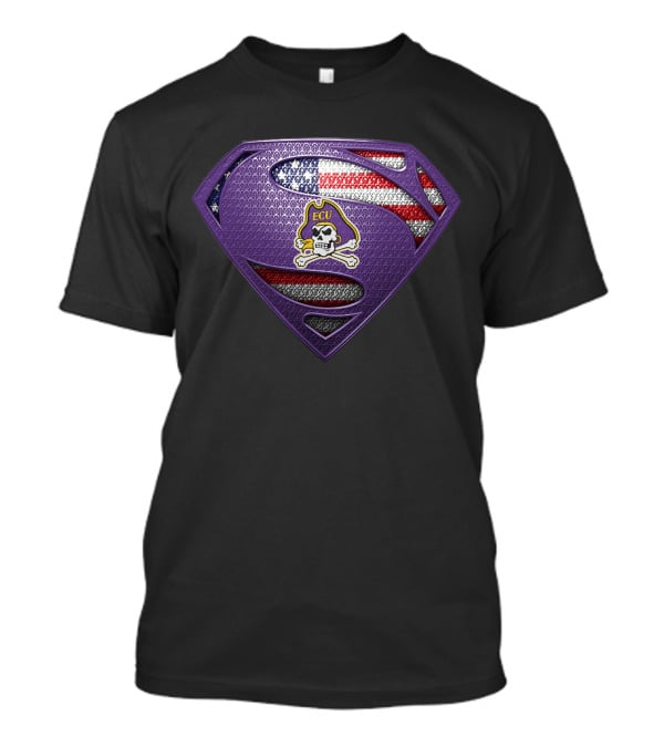 Ecu Pirates Superman Shield American Flag T-Shirt
