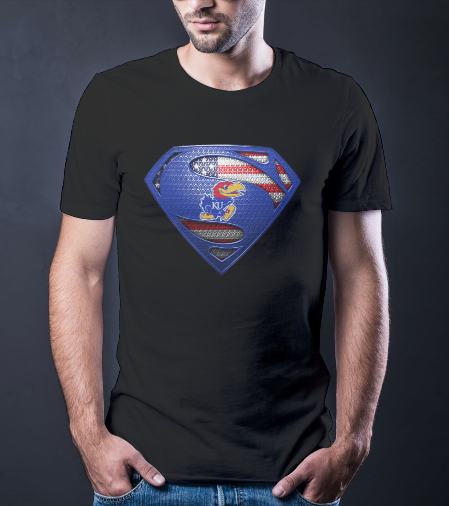 Kansas Jayhawks Superman Usa Flag T-Shirt
