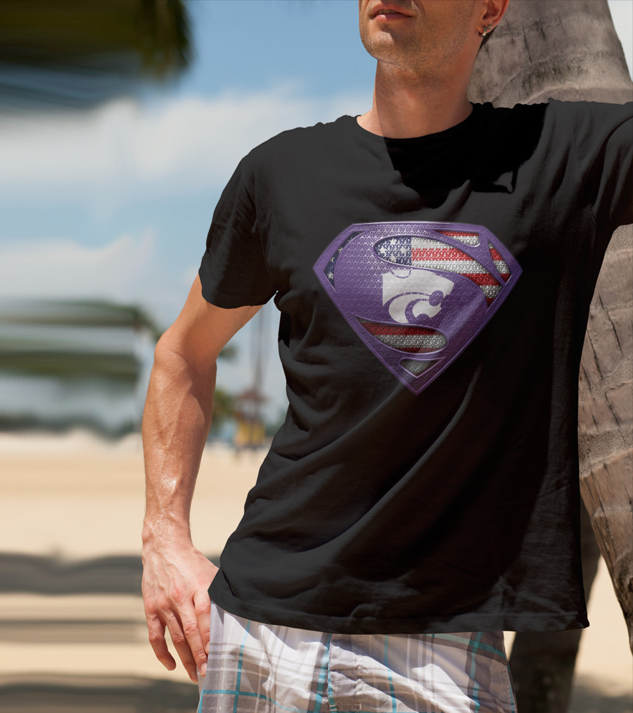Kansas State Wildcats Superman American Flag T-Shirt