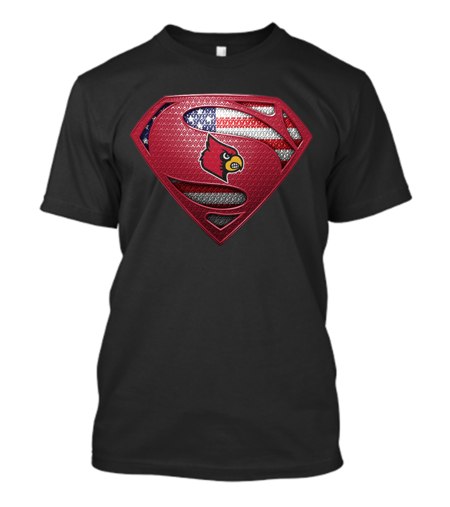 Louisville Cardinals Superman Shield With American Flag T-Shirt