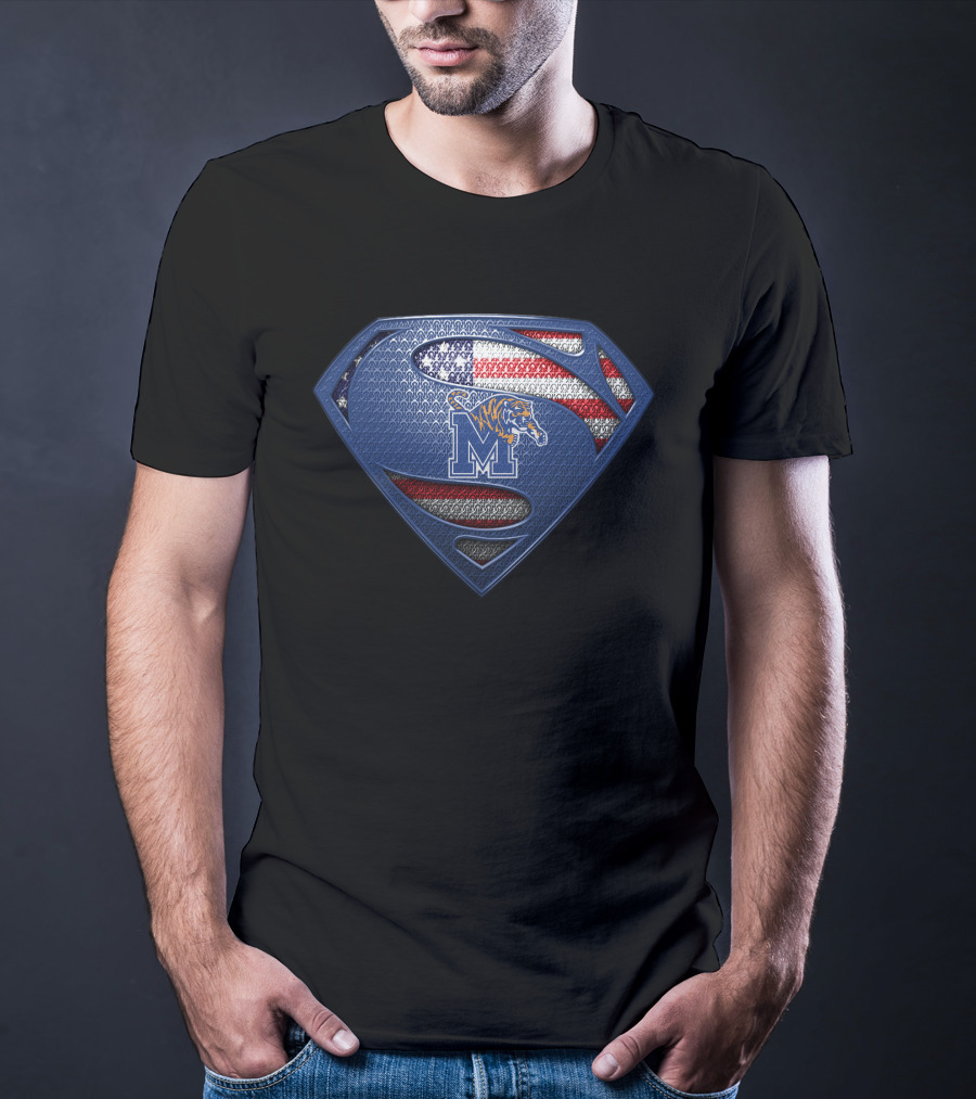 Memphis Tigers Superman American Flag T-Shirt