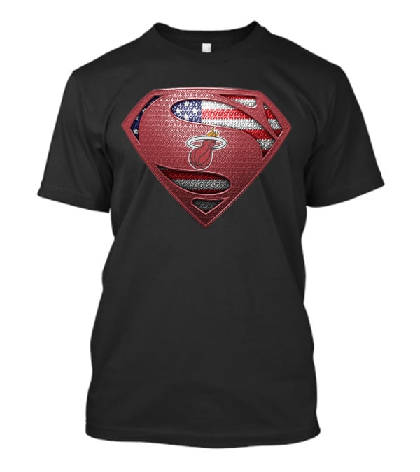 Superman Shield Miami Heat American Flag Fusion T-Shirt
