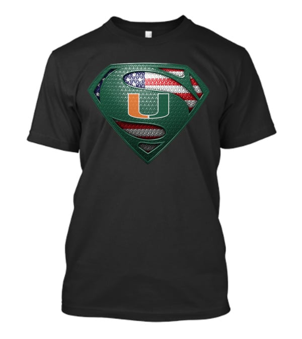 Miami Hurricanes Superman American Flag T-Shirt