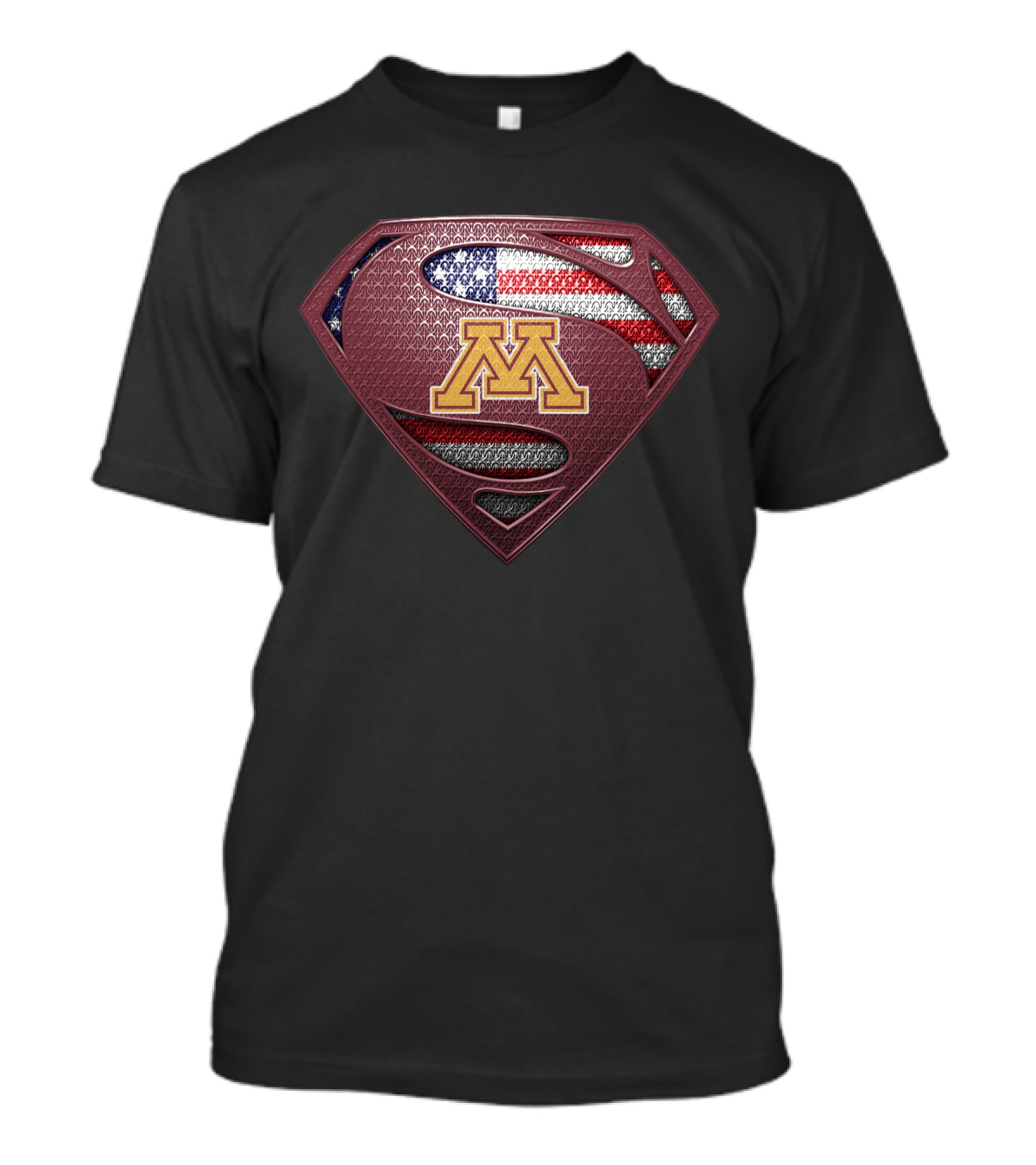 Minnesota Golden Gophers Superman Logo With American Flag T-Shirt