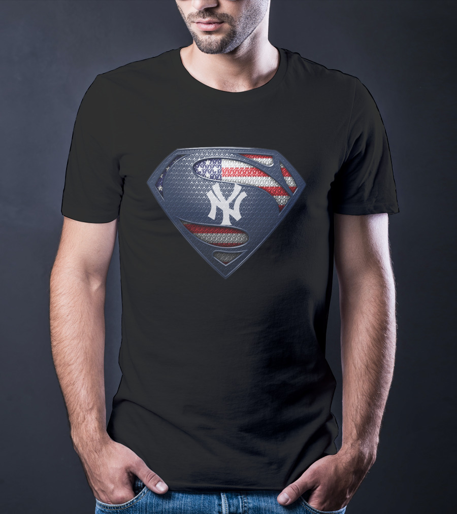 New York Yankees Superman American Flag T-Shirt