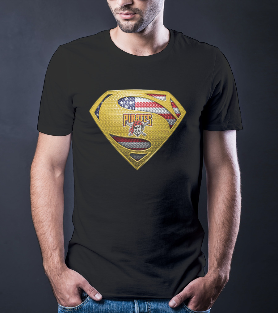 Pittsburgh Pirates Superman Shield American Flag T-Shirt