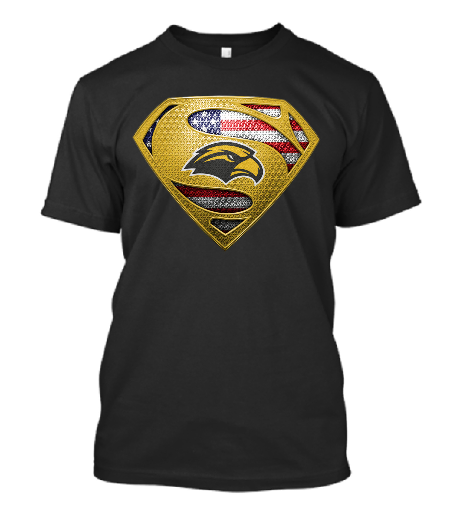 Southern Mississippi Golden Eagles Superman Logo American Flag T-Shirt