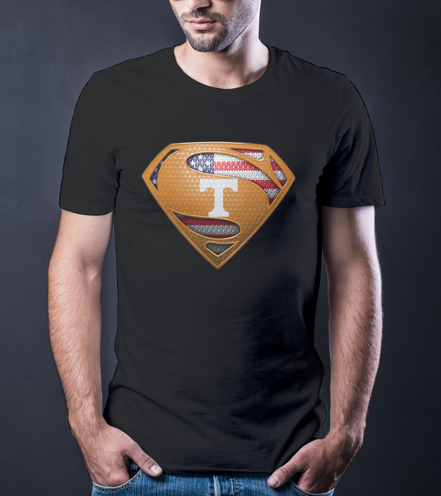 Tennessee Volunteers Superman American Flag T-Shirt