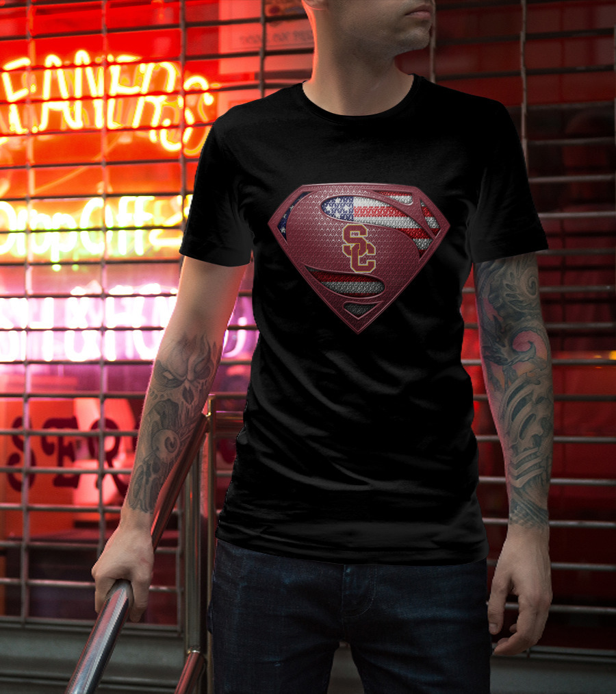 Usc Trojans American Flag Superman T-Shirt