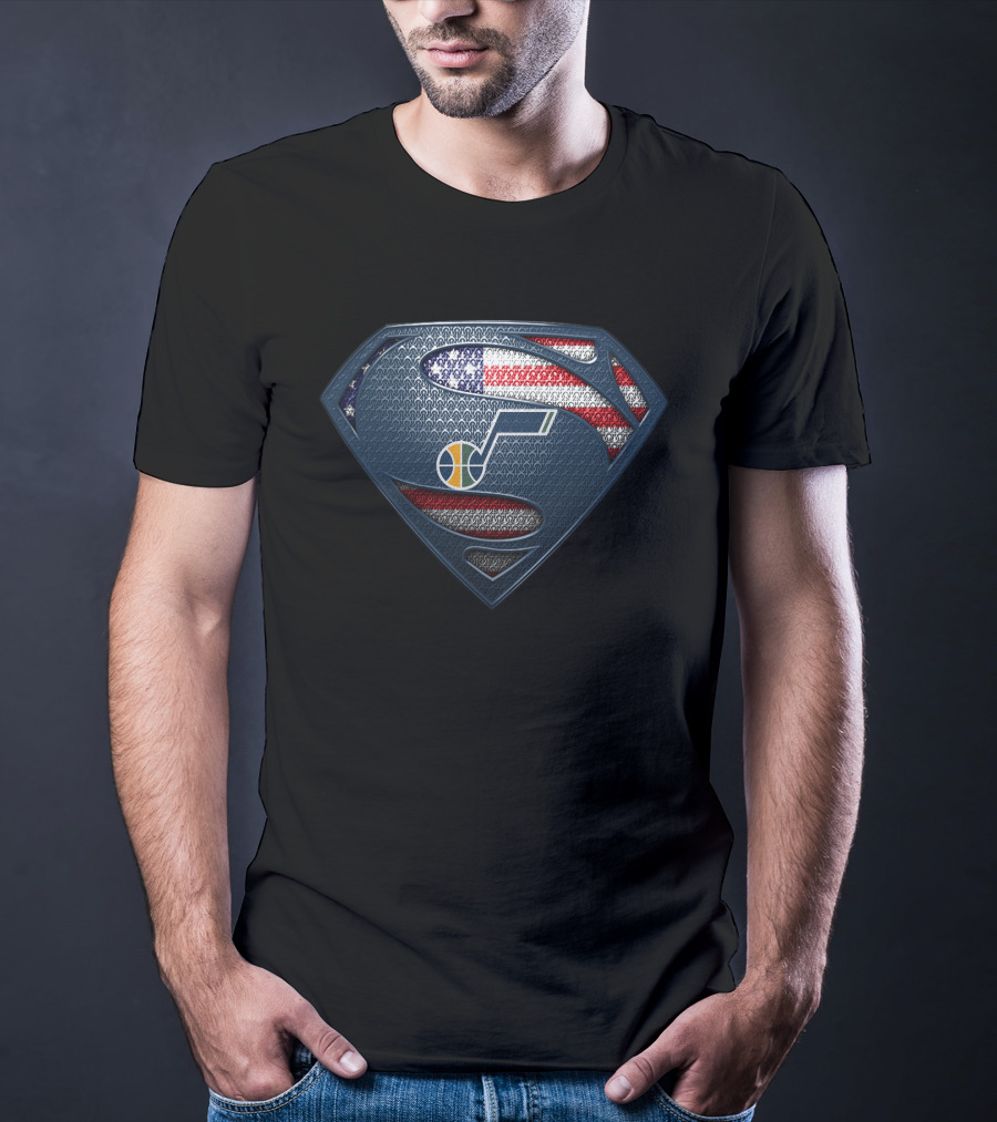 Utah Jazz Superman American Flag T-Shirt