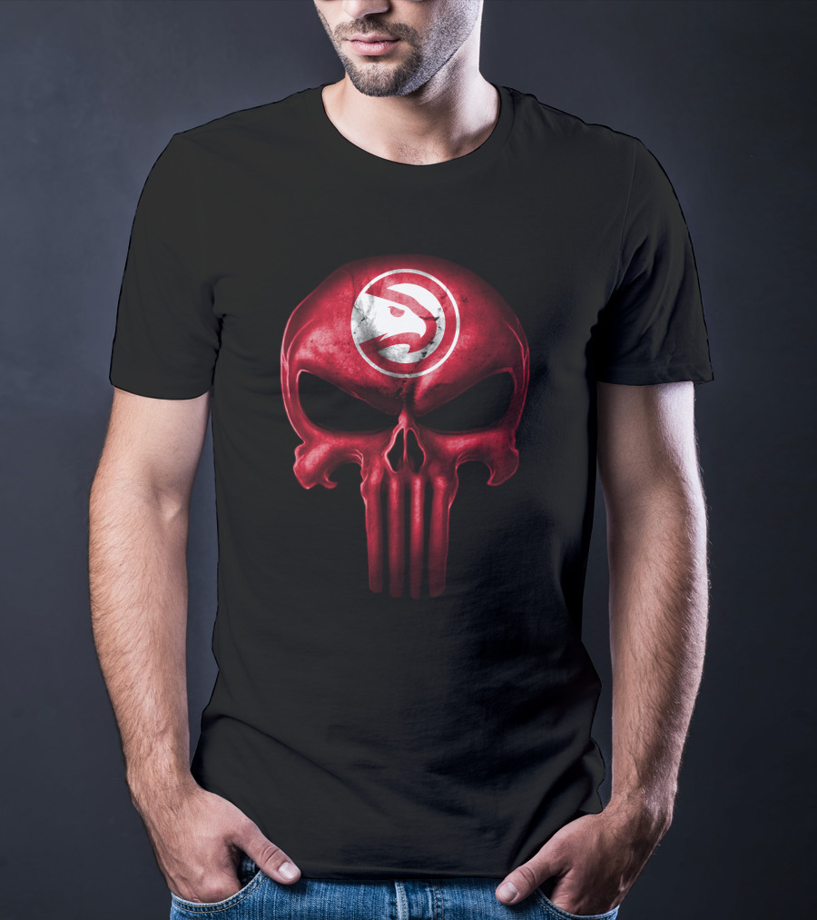 Atlanta Hawks Skull Logo Punisher Style T-Shirt