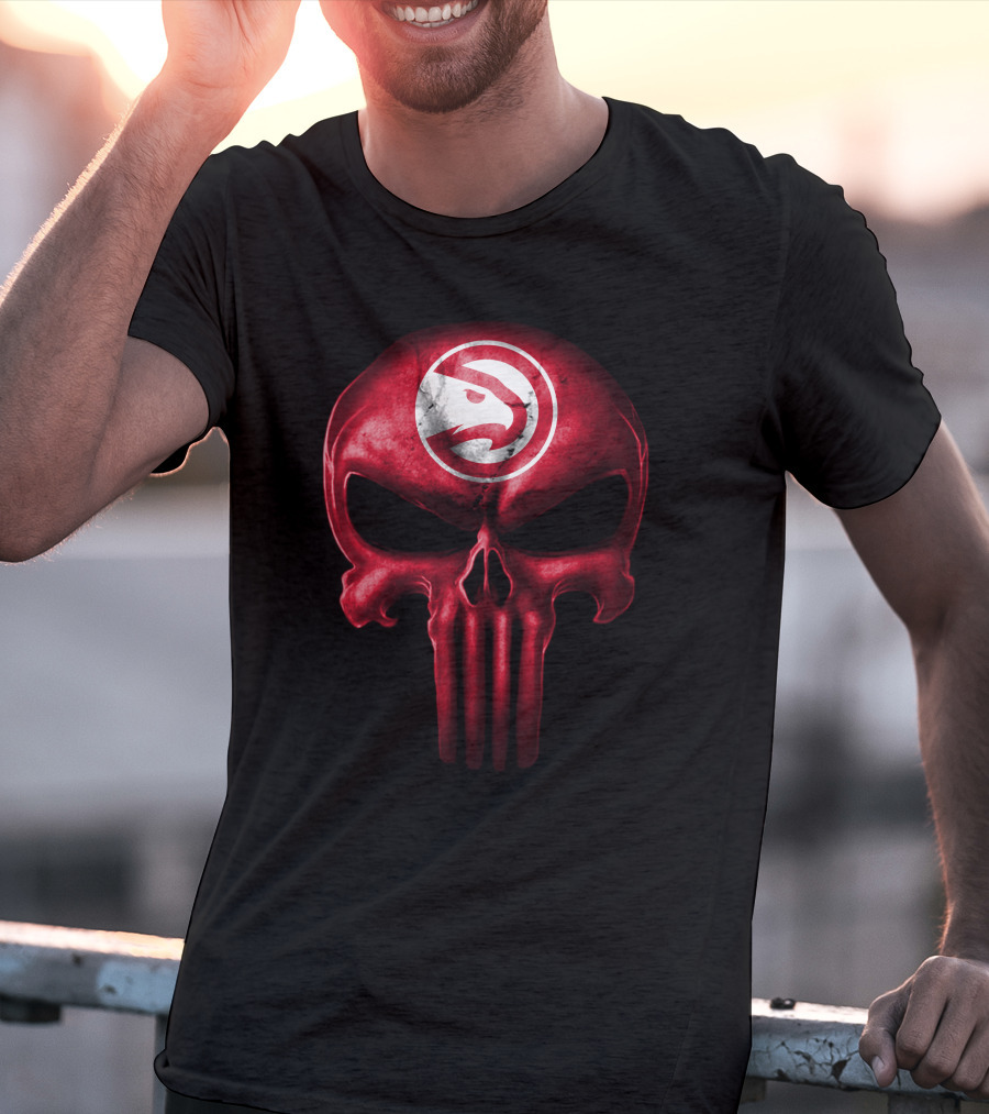 Atlanta Hawks Skull Logo Punisher Style T-Shirt