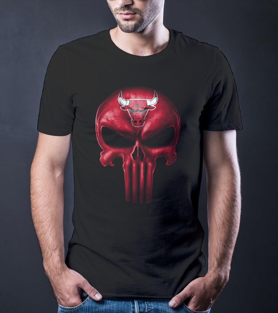 Chicago Bulls Logo Red Skull T-Shirt